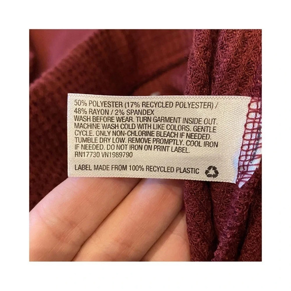 Girl’s Waffle Maroon Red Jogger/Lounge or Pajama Pant - Picture 5 of 5